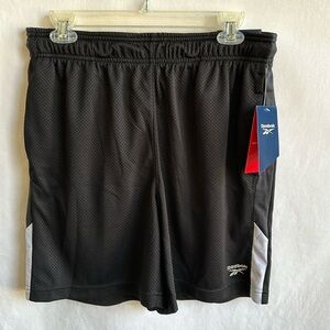 Reebok black with white trim athletic shorts, size M